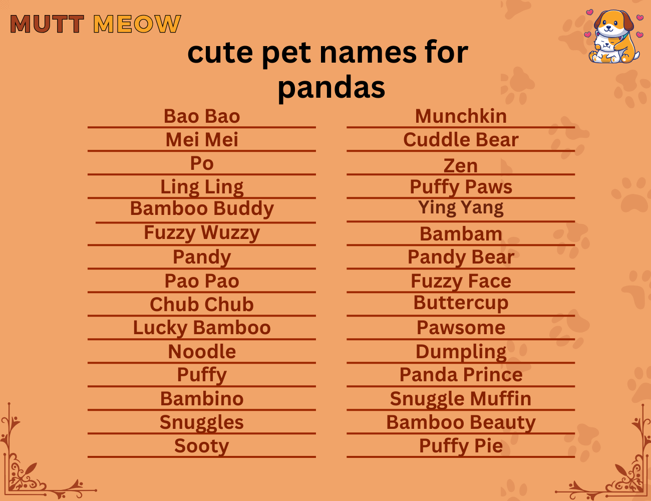 cute pet names for pandas
