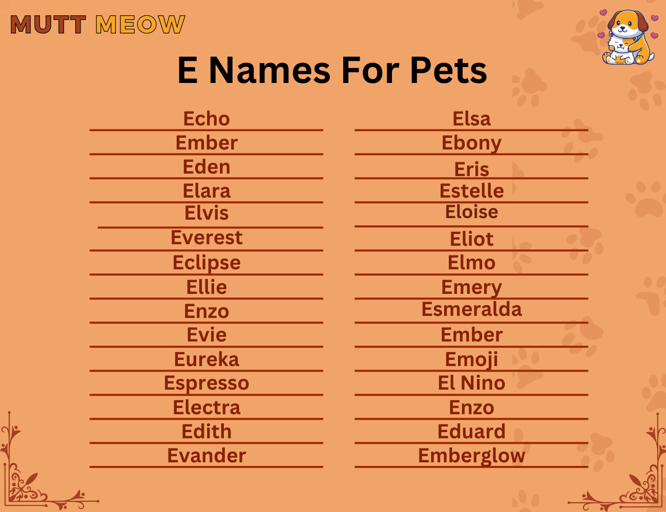 e names for pets