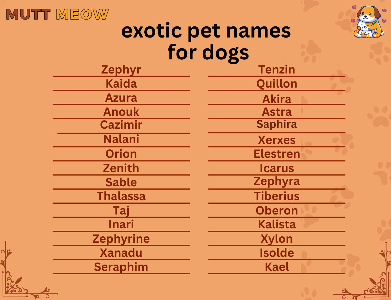 Exotic Pet Names For Dogs - Mutt Meow