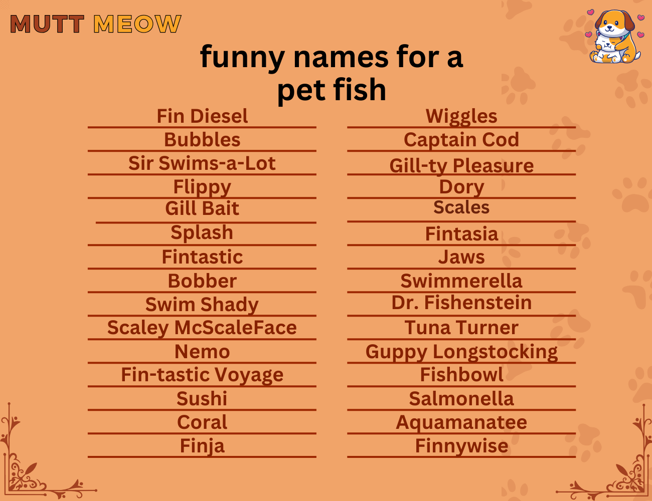 funny names for a pet fish
