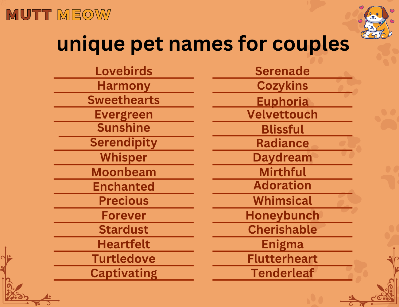 unique pet names for couples