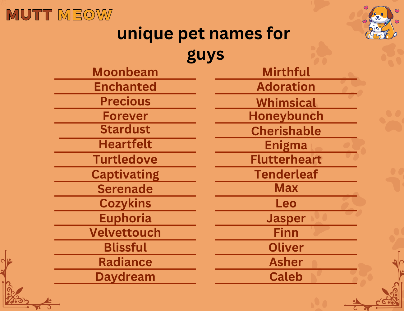 Bulk 1 Unique Pet Names For Guys 1 