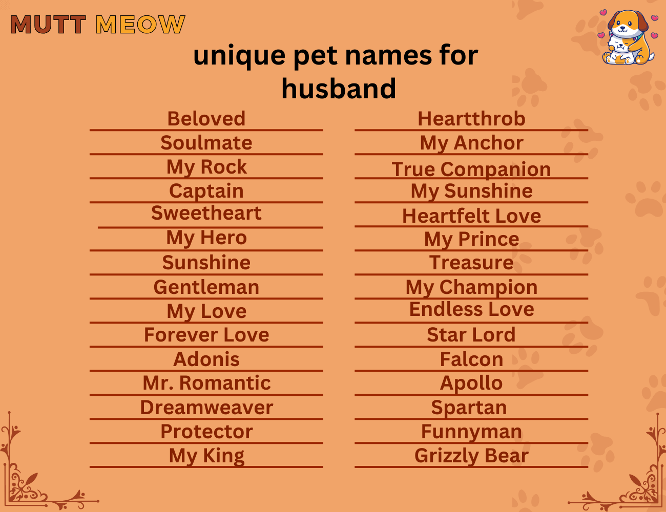 unique pet names for husband