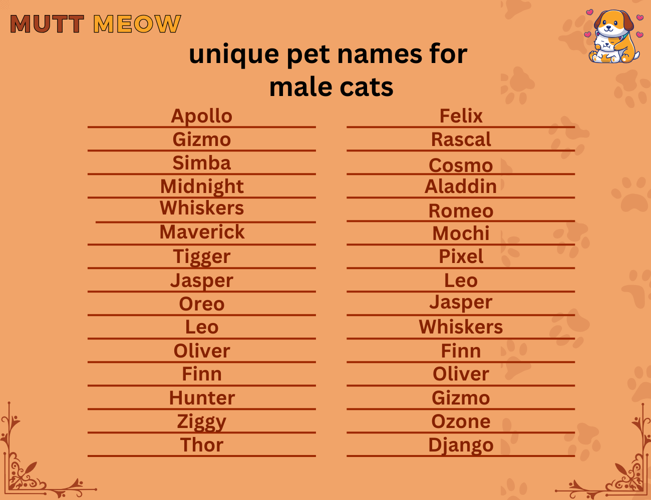 unique pet names for male cats