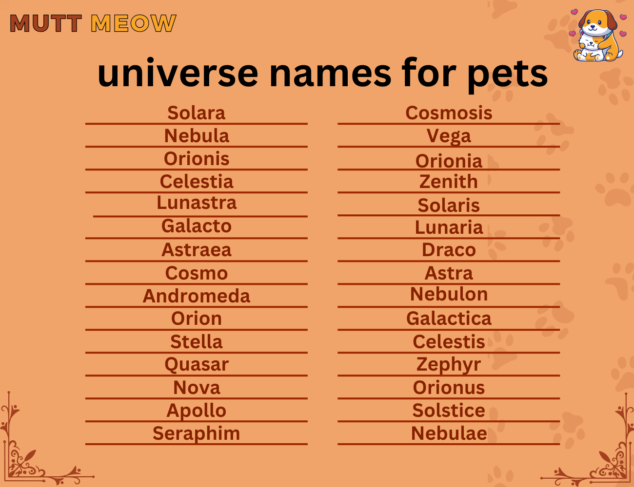 universe names for pets