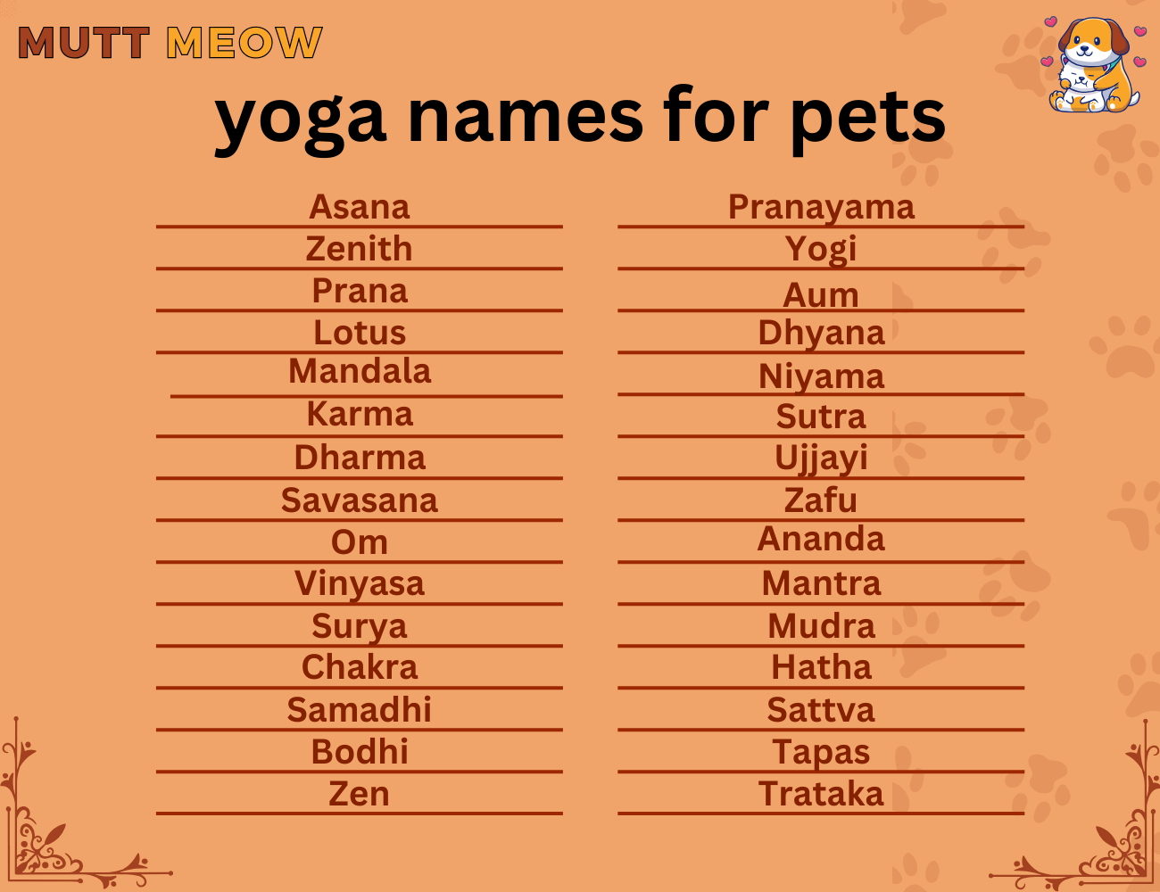 yoga names for pets