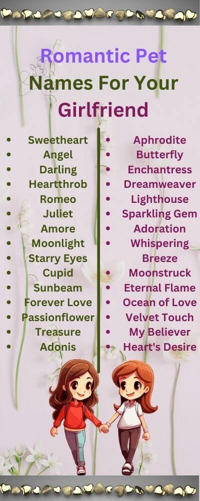 romantic pet names for your girlfriend