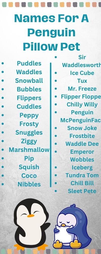 names for a penguin pillow pet