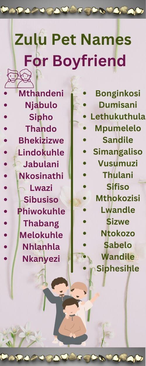 zulu pet names for boyfriend