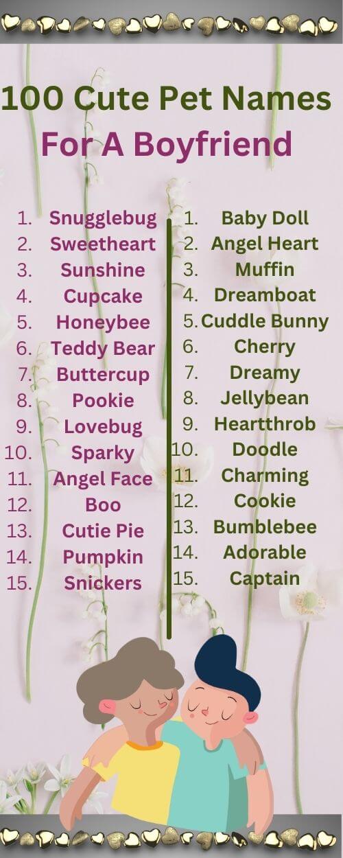 100 cute pet names for a boyfriend