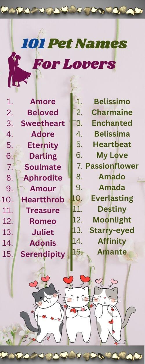 101 pet names for lovers